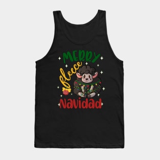 Merry Fleece  Navidad Christmas Humor Joke Sheep Pun Tank Top